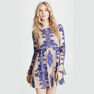 For Love and Lemons Temecula Mini Dress Blue Sz Medium